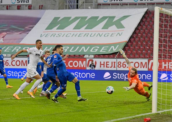 13 12 2020, Soccer 1 Bundesliga FC Augsburg Schalke 04 13 12 2020, Soccer 1 Bundesliga 2020 2021, 11 Matchday, FC Augsburg FC Schalke 04, in the WWK Arena Augsburg Own goal to 1 0 for Augsburg by Suat Serdar FC Schalke 04 re Goalkeeper Ralf Fährmann FC Schalke 04 without a chance Photo Bernd Feil M i S Pool For journalistic purposes only For editorial use only According to the regulations of the DFL Deutsche Fußball Liga, it is prohibited to use or have used photographs taken in the stadium and or of the match in the form of sequence images and or video-like photo sequences DFL regulations prohibit any use of photographs as image sequences and or quasi video National and international NewsAgencies OUT Augsburg WWK Arena Bayern Deutschland Poolfoto ,EDITORIAL USE ONLY