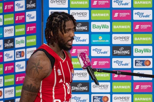 Jalen Reynolds 8 FC Bayern after the game at the press conference, FC Bayern Basketball vs Giessen 46ers, BBL, 13 12 2020 Munich Bayern Germany Copyright: xkolbert-press UlrichxGamelx
