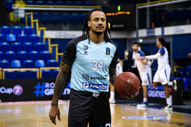 Echauffement - MOSS DAVID ( 34 - Brescia ) - BASKET : Metropolitans 92 vs Germani Brescia - Eurocup - 15 12 2020 FedericoPestellini Panoramic 
