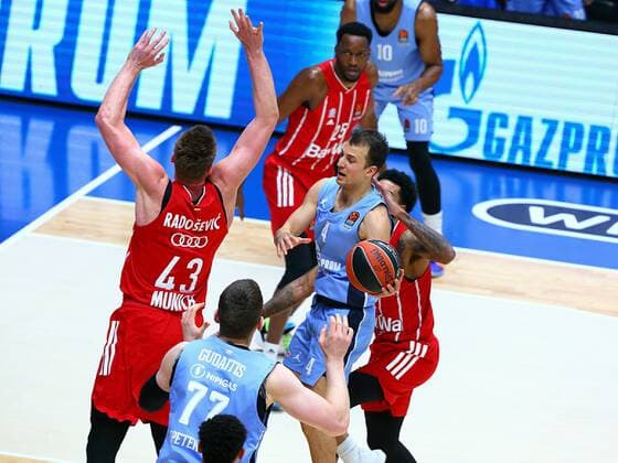 Basketball. Euroleague. BC Zenit vs BC Bavaria. Player of BC Zenit Kevin Pangos AlexanderxKulebyakin