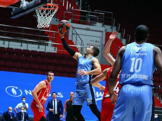 Basketball. Euroleague. BC Zenit vs BC Bavaria. Player of BC Zenit Billy Baron AlexanderxKulebyakin
