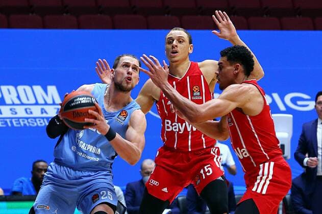 Basketball. Euroleague. BC Zenit vs BC Bavaria. Player of BC Zenit Mateusz Ponitka AlexanderxKulebyakin