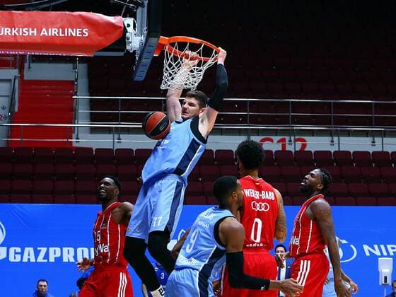 Basketball. Euroleague. BC Zenit vs BC Bavaria. Player of BC Zenit Arturas Gudaitis AlexanderxKulebyakin