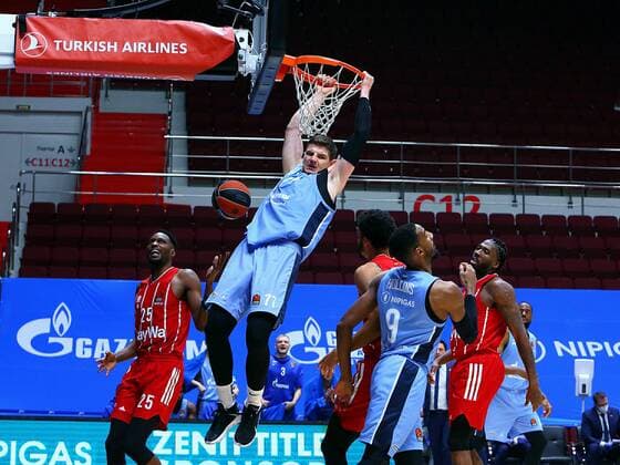 Basketball. Euroleague. BC Zenit vs BC Bavaria. Player of BC Zenit Arturas Gudaitis AlexanderxKulebyakin