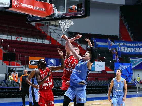 Basketball. Euroleague. BC Zenit vs BC Bavaria. Player of BC Zenit Arturas Gudaitis AlexanderxKulebyakin