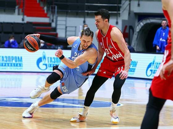 Basketball. Euroleague. BC Zenit vs BC Bavaria. Player of BC Zenit Mateusz Ponitka AlexanderxKulebyakin