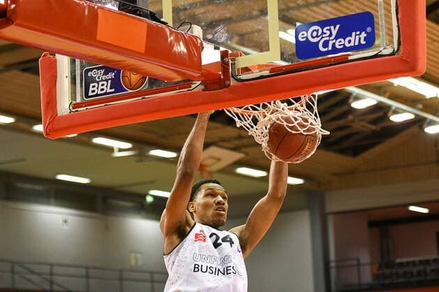 George King 7 matchday, Basketball Bundesliga, Basketball season 2020 2021, Germany, easyCredit BBL, Germany, Giessen 46ers, giessen black, men, Jobstairs GIESSEN 46ers NINERS Chemnitz, men, Chemnitz white