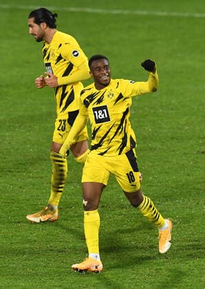 Football, Men, 2020 2021 season, 1 Bundesliga 13 matchday , 1 FC Union Berlin Borussia Dortmund, Youssoufa Moukoko Borussia Dortmund , cheering after goal to 1 1, 18 12 2020, Copyright: xMatthiasxKochx
