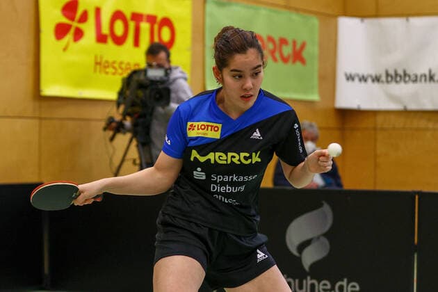 despor 19 12 2020 Table Tennis Ladies 1 BL TSV Langstadt SV Böblingen emspor, emonline, oespor, v l , Franziska Schreiner TSV Langstadt Table Tennis Ladies 1 Bundesliga Foto Joaquim Ferreira Copyright: JoaquimxFerreira
