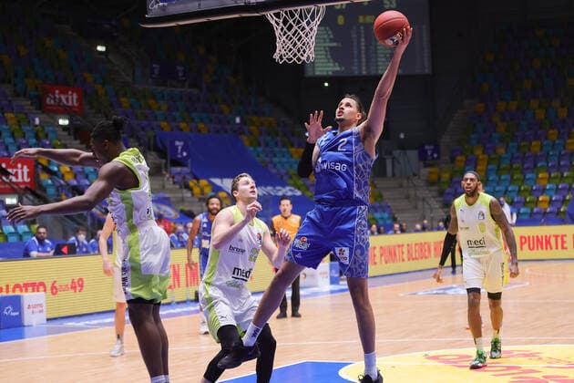 Fraport Skyliners medi Bayreuth, easyCredit BBL basket by Michael Kessens Fraport Skyliners, 2 basketball match of the easyCredit BBL between Fraport Skyliners and medi Bayreuth on 19 December 2020 at Fraport Arena in Frankfurt am Main , Frankfurt am Main Hessen Germany Fraport Arena