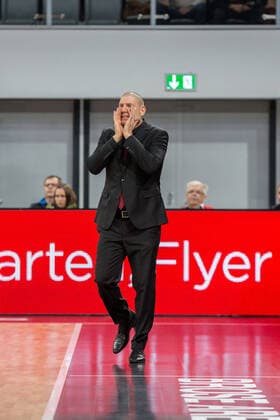 Bamberg, Germany December 10, 2019 BCL 19 20 Brose Bamberg vs ERA Nymburk coach Oren Amiel Nymburk , action single free plate gestures gestures BCL 19 20 Brose Bamberg vs ERA Nymburk ksch
