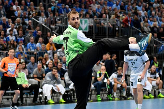 Wuppertal, Germany 12 October 2016 1 HBL 16 17 Bergischer HC vs THW Kiel Goalkeeper Andreas Wolff THW Kiel , Action Single 1 HBL 16 17 Bergischer HC vs THW Kiel gel