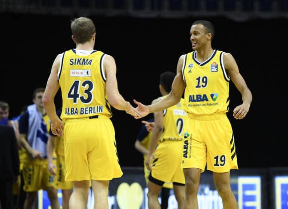 Basketball Berlin 19 12 2020 Season 2020 2021 easyCredit BBL 1 Bundesliga BBL Alba Berlin vs ratiopharm Ulm vl Luke Sikma 43 ALB and Louis Olinde 19 ALB.
