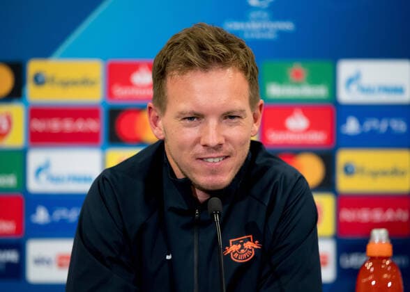 Leipzig coach Julian Nagelsmann at the press conference before the UEFA Champions League match RB Leipzig vs Manchester United 07 12 2020, Red Bull Akademie in Leipzig PK RB Leipzig