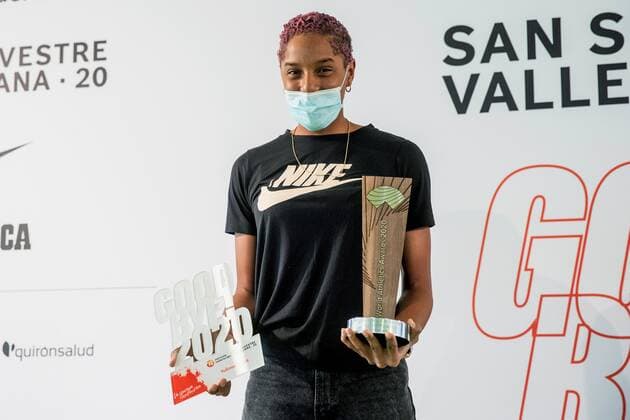 Venezuelan athlete and two-times triple jump wold champion Yulimar Rojas poses after receiving the Silvestre of the Year Award during the hadover ceremony held in Madrid, Spain, 22 December 2020. Silvestre Award 2020 !ACHTUNG: NUR REDAKTIONELLE NUTZUNG!  Copyright: xRodrigoxJiménezx GRAF186 20201222-637442415424632958