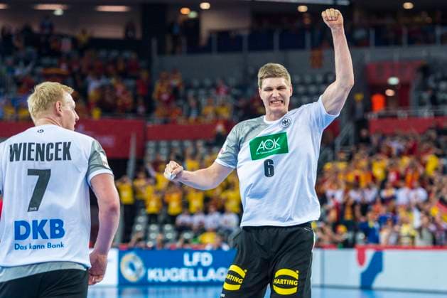 Zagreb, Croatia 17 January 2018 EHF Euro 2018 Group C Germany vs Macedonia v li Patrick Wiencek Germany THW Kiel , Finn Lemke Germany MT Melsungen Jubel Freude Emotion Torjubel EHF Euro 2018 Group C Germany vs Macedonia mwol