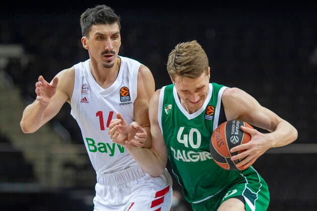 2020-12-23 Kaunas Lithuania. Basketball team Zalgiris Kaunas plays vs Bayern Munich Euroleague game at Zalgiris arena in Kaunas on Wednesday 23 of December 2020. MARIUS GRIGONIS. NIHAD DEDOVIC. kaunas Lithuania  Copyright: xKarolisxKavolelisx Euroleague basketball
