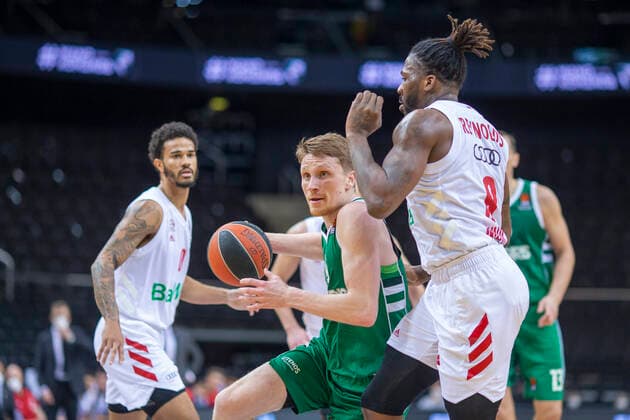 2020-12-23 Kaunas Lithuania. Basketball team Zalgiris Kaunas plays vs Bayern Munich Euroleague game at Zalgiris arena in Kaunas on Wednesday 23 of December 2020. JALEN REYNOLDS, MARIUS GRIGONIS. KAUNAS Lithuania  Copyright: xKarolisxKavolelisx Euroleague basketball