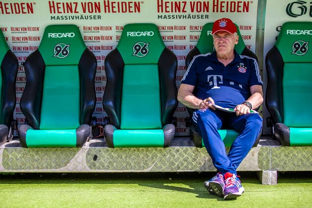 Hannover, Germany 21 April 2018 1 BL 17 18 Hannover 96 vs FC Bayern Muenchen Co coach Hermann Gerland FC Bayern Munich Muenchen portrait face facial expression strong facial expression emotion 1 BL 17 18 Hannover 96 vs FC Bayern Muenchen mell