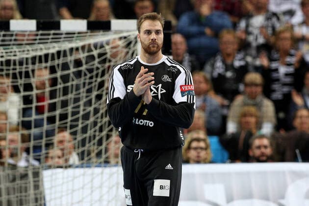 Kiel, Germany 22 October 2016 EHF CL 16 17 THW Kiel vs Kadetten Schaffhausen Andreas Wolff THW Kiel, 77 cheers after a save jubilation joy emotion gesture gestures action single image landscape, landscape format EHF CL 16 17 THW Kiel vs Kadetten Schaffhausen mkra