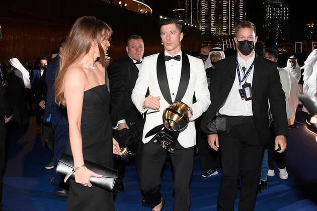 Foto Fabio Ferrari - LaPresse 27 Dicembre 2020 Dubai ( Emirati Arabi ) Dubai Globe Soccer Award 2020 - Dodicesima Edizione. Nella foto: Robert Lewandowski photo Fabio Ferrari - LaPresse December 27, 20720 Dubai (Unated Arab Emirate) Sport Dubai Globe Soccer Award 2020 - 12th Edition. In the pic: Robert Lewandowski  Copyright: xFabioxFerrari LaPressex