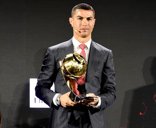 Foto Fabio Ferrari - LaPresse 27 Dicembre 2020 Dubai ( Emirati Arabi ) Dubai Globe Soccer Award 2020 - Dodicesima Edizione. Nella foto: Best Agent of the century, Jorge Mendes, takes the award Cristiano Ronaldo photo Fabio Ferrari - LaPresse December 27, 20720 Dubai (Unated Arab Emirate) Sport Dubai Globe Soccer Award 2020 - 12th Edition. In the pic: Best Agent of the century,Jorge Mendes, takes the award Cristiano Ronaldo  Copyright: xFabioxFerrari LaPressex