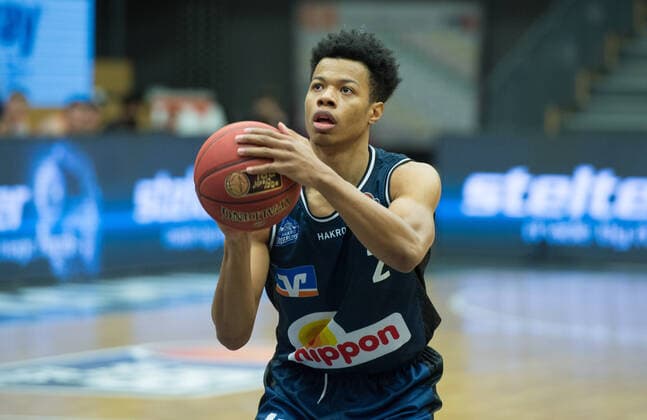 GER, Basketball, RASTA Vechta vs Crailsheim Merlins 27 12 2020, RASTA Dome, Vechta, GER, easy Credit BBL, RASTA Vechta vs s Crailsheim Merlins, pictured shooting free throw Trae BELL HAYNES Crailsheim MERLINS 2 nordphotoxRojahn nph00310