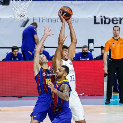 MATCH Day 16 Endesa ACB Mens League Madrid Real Madrid vs FC Barcelona Barca Edy Tavares Pierre Oriola Madrid Madrid Spain Basketball  Copyright: xAlbaxPachecox