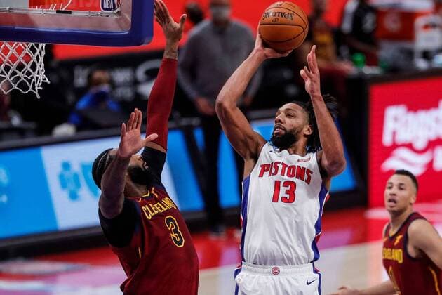 December 27, 2020, USA: Detroit Pistons center Jahlil Okafor (13) makes a jump shot against Cleveland Cavaliers center Andre Drummond (3) during the first half at the Little Caesars Arena in Detroit, Mich., Saturday, Dec. 26, 2020. USA - ZUMAm67_ 20201227_zaf_m67_029 Copyright: xJunfuxHan,xDetroitxFreexPressx