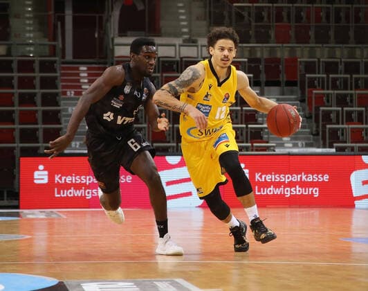 V li Oasro Jürgen Rich Hamburg , Jonah Radebaugh Riesen MHP Riesen Ludwigsburg vs Hamburg Towers Basketball Bundesliga 2020 2021 Ludwigsburg , GER, 29 12 2020,