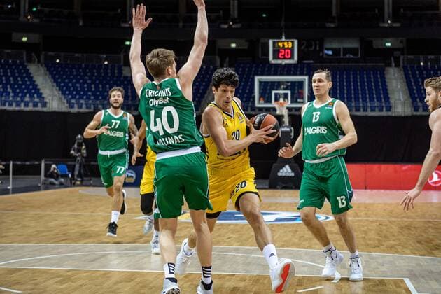 Basketball Berlin 29 12 2020 Season 2020 2021 Euroleague Regular Season Round 17 Alba Berlin vs Zalgiris Kaunas Simone Fontecchio Alba Berlin, No 20 Marius Grigonis Kaunas, No 40