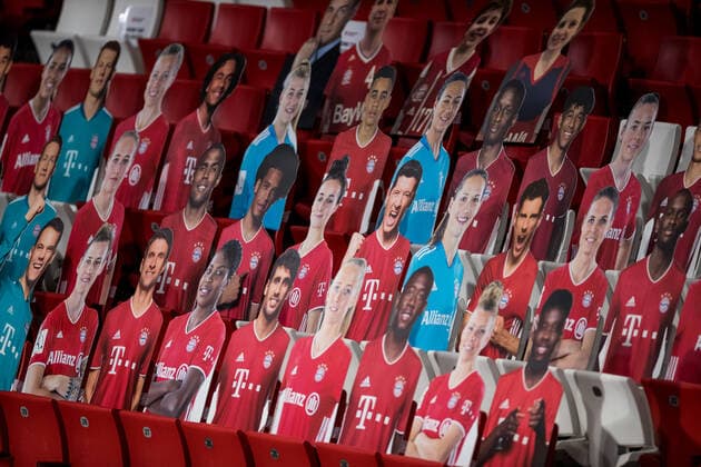 Turkish Airlines EuroLeague FC Bayern Basketball FC Barcelona 30 12 2020 The football players of FC Bayern Muenchen as cardboard cutouts in the Audi Dome Turkish Airlines EuroLeague FC Bayern Basketball FC Barcelona Audi Dome, Muenchen Bayern Copyright: xBEAUTIFULxSPORTS Wunderlx