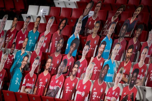 Turkish Airlines EuroLeague FC Bayern Basketball FC Barcelona 30 12 2020 The football players of FC Bayern Muenchen as cardboard cutouts in the Audi Dome Turkish Airlines EuroLeague FC Bayern Basketball FC Barcelona Audi Dome, Muenchen Bayern Copyright: xBEAUTIFULxSPORTS Wunderlx