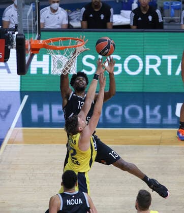 of Fenerbahce Beko Istanbul and of LDLC Asvel Villeurbanne during the Euroleague Basketball match between Fenerbahce Beko Istanbul and LDLC Asvel Villeurbanne at Ulker Dome n Istanbul , Turkey on December 30 , 2020. 