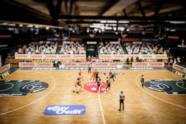 easyCredit BBL 10 Matchday Rasta Vechta EWE Baskets Basketball Oldenburg 30 12 2020 Season 2020 2021 easyCredit BBL 10 Matchday Rasta Vechta EWE Baskets The RASTA DOME Tilt Shift Recording editorial use only commercial use only by arrangement with the photographer Vechta Germany