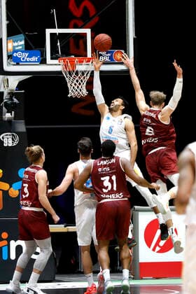 30 12 2020, easyCredit Basketball Bundesliga, BBL, season 2020 2021, men, Chemnitz Niners Syntainics MBC Marko Krstanovic, Syntainics MBC, Jan Niklas Wimberg, Niners Chemnitz Chemnitz Fair Chemnitz Saxony Germany