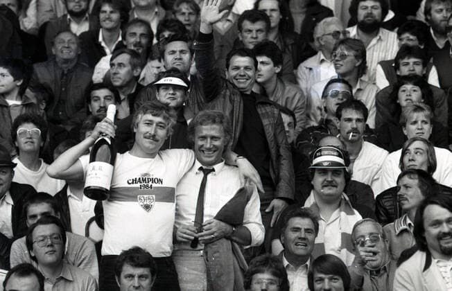 26 05 1984 VfB Stuttgart Hamburger SV Germany, Stuttgart, 26 05 1984, Football, Bundesliga, Season 1983 1984, VfB Stuttgart Hamburger SV 0 1 VfB Stuttgart Fans