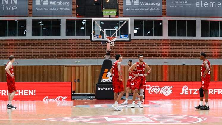 s Oliver Wuerzburg vs HAKRO Merlins Crailsheim, Basketball, BBL Germany, Wuerzburg, s Oliver Arena, 03 01 2021, emspor, emonline, despor, deonline, s Oliver Wuerzburg vs HAKRO Merlins Crailsheim, Basketball, BBL picture v li Disappointment at Wuerzburg, Florian Koch s Oliver Wuerzburg , Tyson Ward s Oliver Wuerzburg , Cameron Hunt s Oliver Wuerzburg , Brekkott Chapman s Oliver Wuerzburg and Justin Sears s Oliver Wuerzburg Photo HMB Media Heiko Becker Pool Wuerzburg s Oliver Arena Bayern Germany Poolfoto HMB Media Heiko Becker Pool ,EDITORIAL USE ONLY