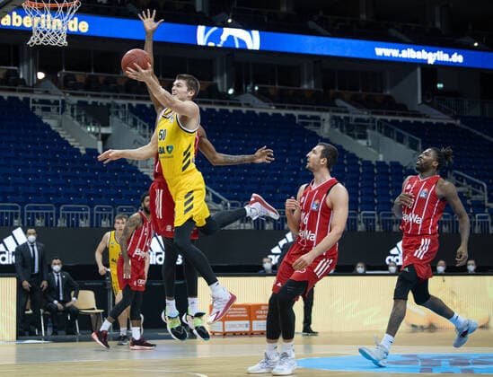 Basketball Berlin 03 01 2021 Season 2020 2021 easyCredit BBL 1 Bundesliga Alba Berlin vs FC Bayern Munich Ben Lammers 50 ALB , Paul Zipser 16 BAY , Jalen Reynolds 8 BAY