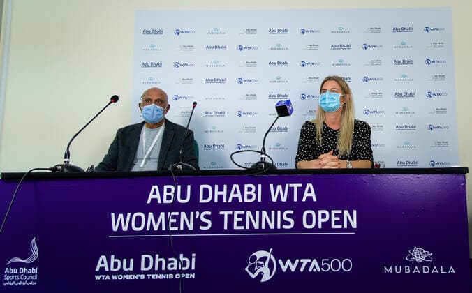 January 4, 2021, Abu Dhabi, UNITED ARAB EMIRATES: Official Draw Ceremony ahead of the 2021 Abu Dhabi WTA, Tennis Damen Womens Tennis Open WTA 500 tournament. Abu Dhabi UNITED ARAB EMIRATES - ZUMAa181 20210104_zaa_a181_105 Copyright: xRobxPrangex