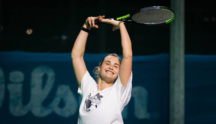 Sport Bilder des Tages January 4, 2021, Abu Dhabi, UNITED ARAB EMIRATES: Aryna Sabalenka of Belarus during practice ahead of the 2021 Abu Dhabi WTA, Tennis Damen Womens Tennis Open WTA 500 tournament. Abu Dhabi UNITED ARAB EMIRATES - ZUMAa181 20210104_zaa_a181_110 Copyright: xRobxPrangex