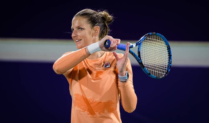 January 4, 2021, Abu Dhabi, UNITED ARAB EMIRATES: Karolina Pliskova of the Czech Republic during practice ahead of the 2021 Abu Dhabi WTA, Tennis Damen Womens Tennis Open WTA 500 tournament. Abu Dhabi UNITED ARAB EMIRATES - ZUMAa181 20210104_zaa_a181_125 Copyright: xRobxPrangex