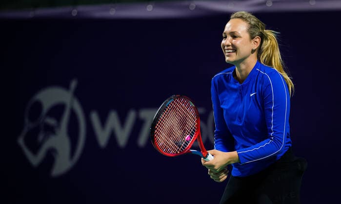January 4, 2021, Abu Dhabi, UNITED ARAB EMIRATES: Donna Vekic of Croatia during practice ahead of the 2021 Abu Dhabi WTA, Tennis Damen Womens Tennis Open WTA 500 tournament. Abu Dhabi UNITED ARAB EMIRATES - ZUMAa181 20210104_zaa_a181_142 Copyright: xRobxPrangex
