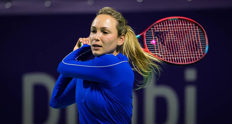 January 4, 2021, Abu Dhabi, UNITED ARAB EMIRATES: Donna Vekic of Croatia during practice ahead of the 2021 Abu Dhabi WTA, Tennis Damen Womens Tennis Open WTA 500 tournament. Abu Dhabi UNITED ARAB EMIRATES - ZUMAa181 20210104_zaa_a181_143 Copyright: xRobxPrangex