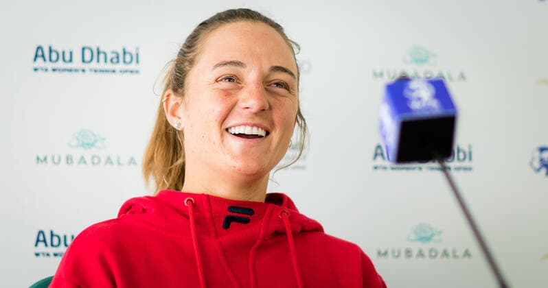 January 5, 2021, Abu Dhabi, UNITED ARAB EMIRATES: Nadia Podoroska of Argentina talks to the media ahead of the 2021 Abu Dhabi WTA, Tennis Damen Womens Tennis Open WTA 500 tournament. Abu Dhabi UNITED ARAB EMIRATES - ZUMAa181 20210105_zaa_a181_006 Copyright: xRobxPrangex