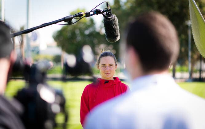 January 5, 2021, Abu Dhabi, UNITED ARAB EMIRATES: Nadia Podoroska of Argentina talks to the media ahead of the 2021 Abu Dhabi WTA, Tennis Damen Womens Tennis Open WTA 500 tournament. Abu Dhabi UNITED ARAB EMIRATES - ZUMAa181 20210105_zaa_a181_011 Copyright: xRobxPrangex