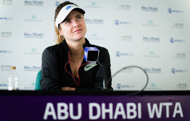 January 5, 2021, Abu Dhabi, UNITED ARAB EMIRATES: Elina Svitolina of the Ukraine talks to the media ahead of the 2021 Abu Dhabi WTA, Tennis Damen Womens Tennis Open WTA 500 tournament. Abu Dhabi UNITED ARAB EMIRATES - ZUMAa181 20210105_zaa_a181_034 Copyright: xRobxPrangex