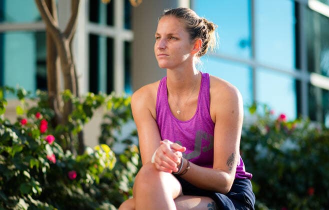 January 5, 2021, Abu Dhabi, UNITED ARAB EMIRATES: Karolina Pliskova of the Czech Republic talks to the media ahead of the 2021 Abu Dhabi WTA, Tennis Damen Womens Tennis Open WTA 500 tournament. Abu Dhabi UNITED ARAB EMIRATES - ZUMAa181 20210105_zaa_a181_046 Copyright: xRobxPrangex