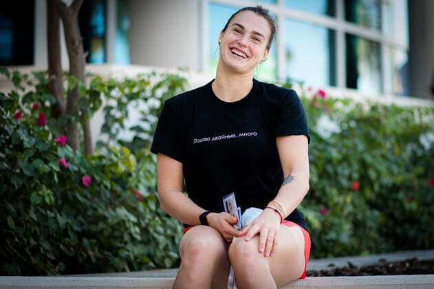 January 5, 2021, Abu Dhabi, UNITED ARAB EMIRATES: Aryna Sabalenka of Belarus talks to the media ahead of the 2021 Abu Dhabi WTA, Tennis Damen Womens Tennis Open WTA 500 tournament. Abu Dhabi UNITED ARAB EMIRATES - ZUMAa181 20210105_zaa_a181_089 Copyright: xRobxPrangex