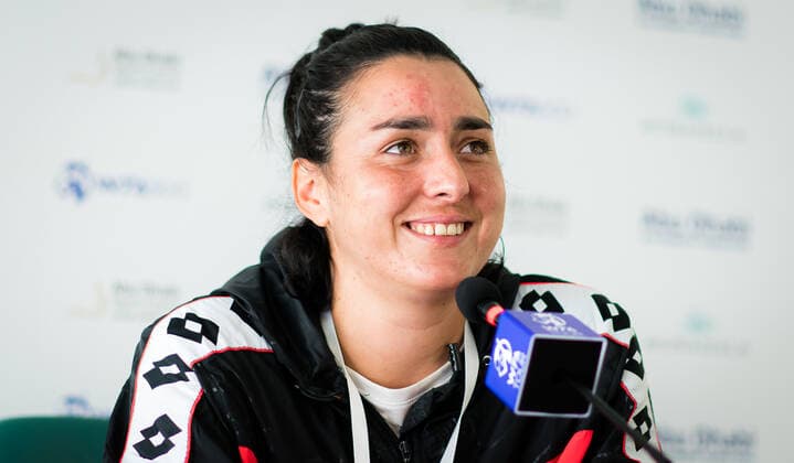 January 5, 2021, Abu Dhabi, UNITED ARAB EMIRATES: Ons Jabeur of Tunisia talks to the media ahead of the 2021 Abu Dhabi WTA, Tennis Damen Womens Tennis Open WTA 500 tournament. Abu Dhabi UNITED ARAB EMIRATES - ZUMAa181 20210105_zaa_a181_099 Copyright: xRobxPrangex